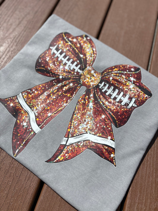 Faux Glitter Football Bow