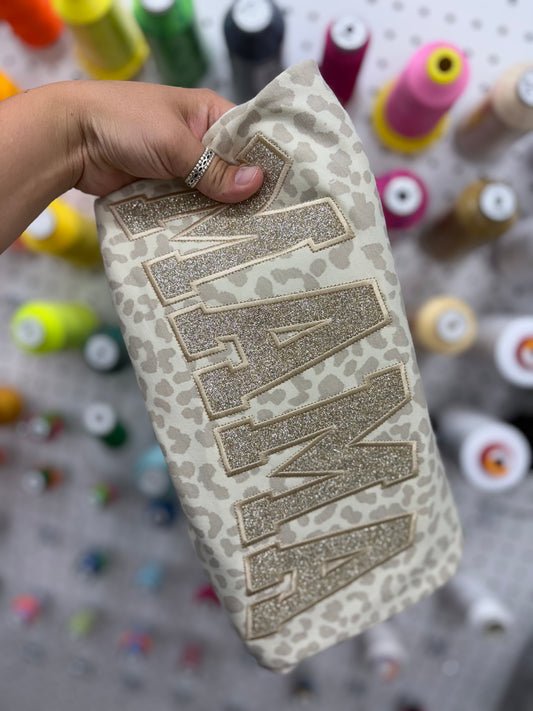 Custom Curved Glitter Leopard