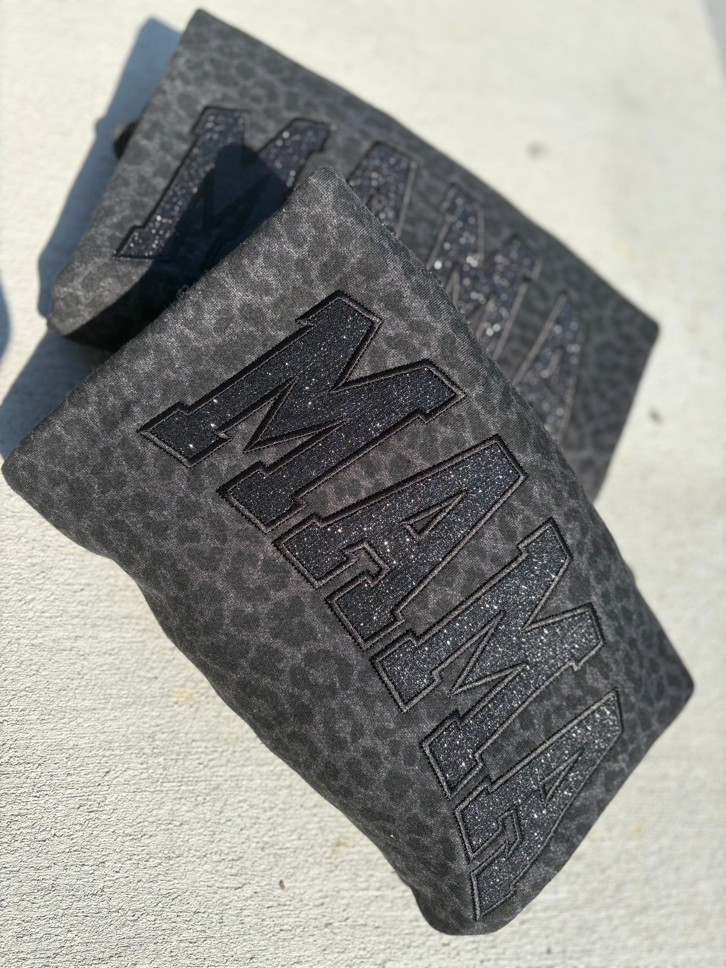 Custom Curved Glitter Leopard