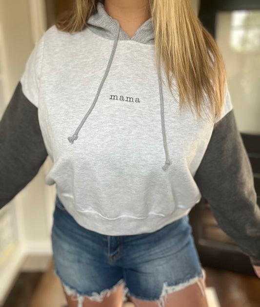 Custom Embroidered Colorblock Crop Hoodie