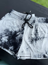 Load image into Gallery viewer, Black &amp; White Tiedye Lightweight Shorts

