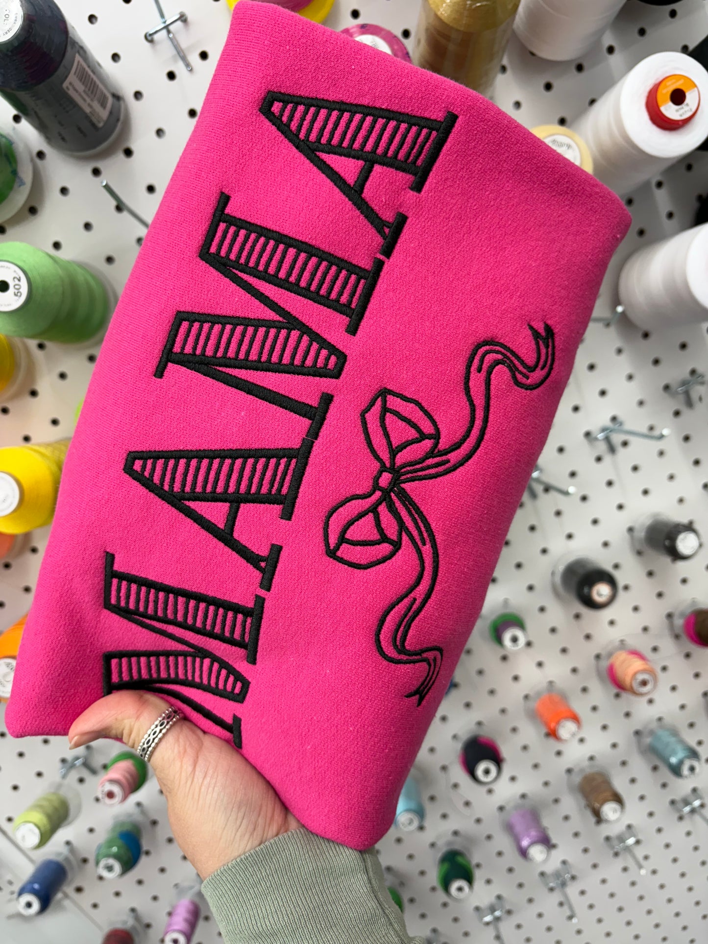 Embroidered Striped Bow