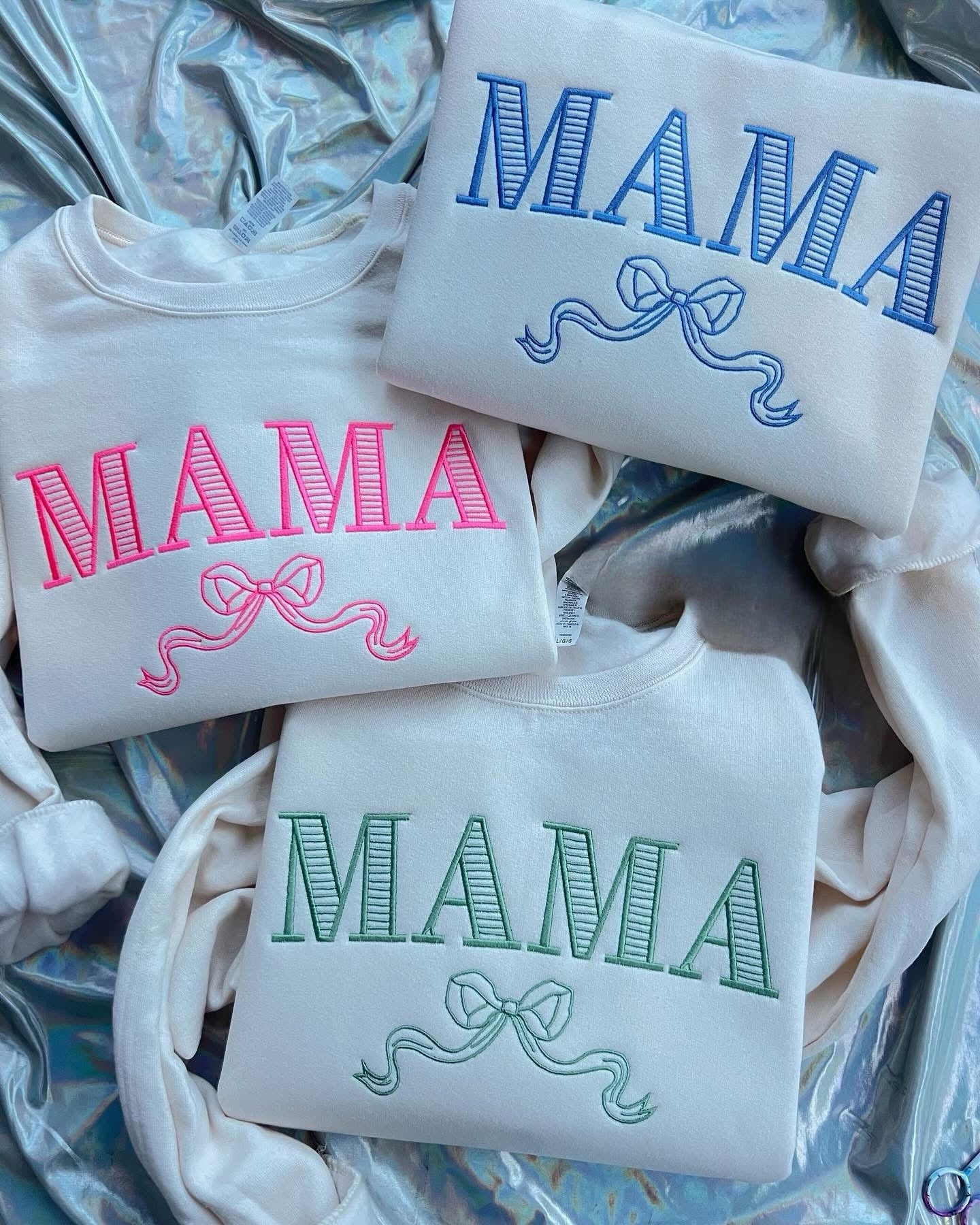 Embroidered Striped Bow