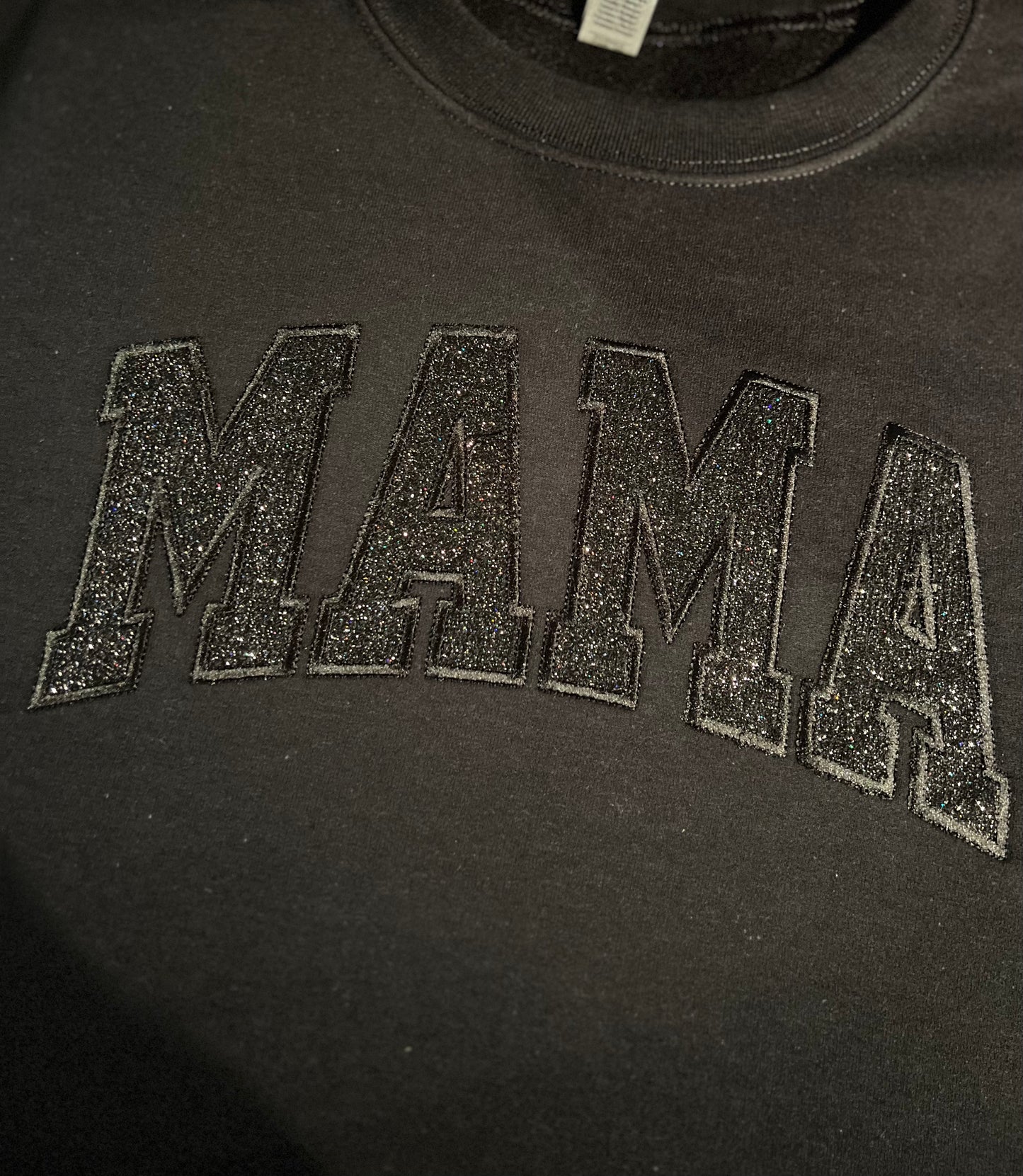 Black Glitter Embroidered Mama