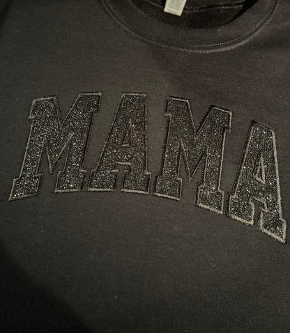 Black Glitter Embroidered Mama