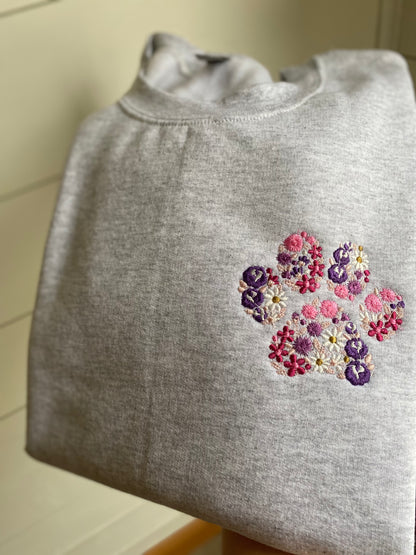 Floral Paw Print - Embroidered