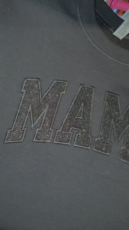 Black Glitter Embroidered Mama